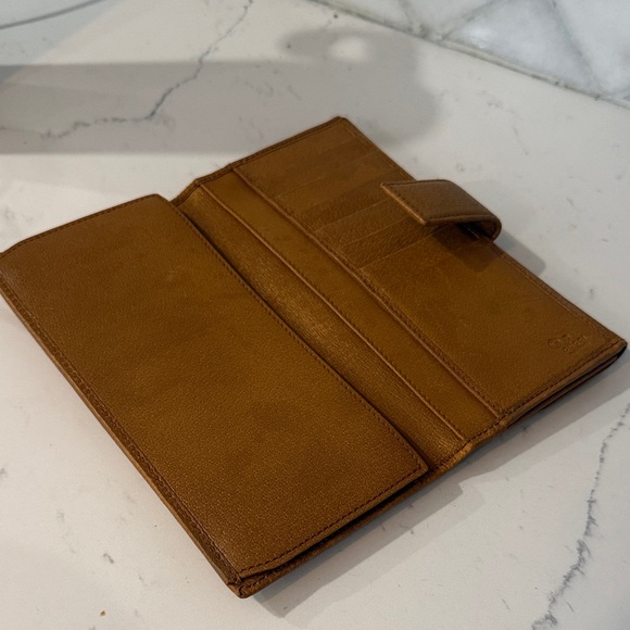 Gucci Large Leather Checkbook Wallet Camel 231835 - Picture 9 of 11